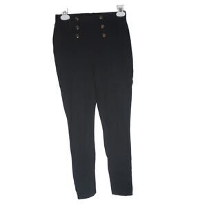 Zara Black Sailor Button High Rise Skinny Pants Size Small